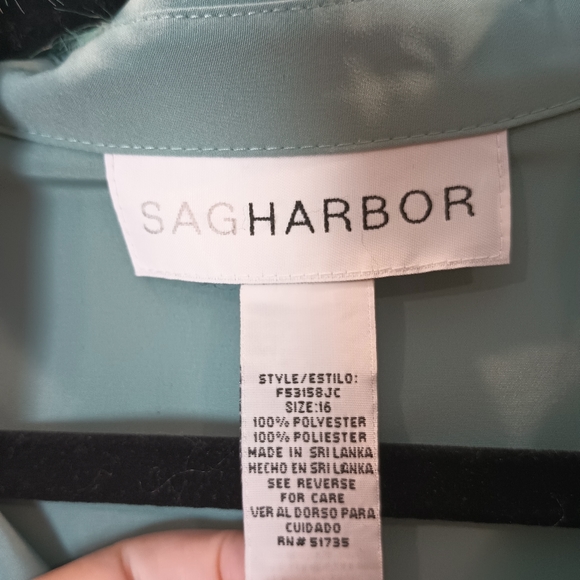 Sag Harbor Green Long Sleeve Button Down Top Size 16 - Picture 8 of 8